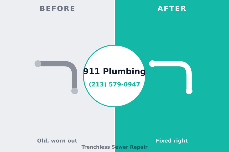 Before and after: plumbing repair East Highland Park, VA